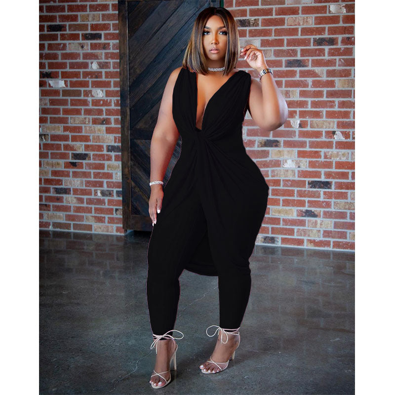 Large Size Women'S Fashion Milk Silk Commuter Jumpsuit