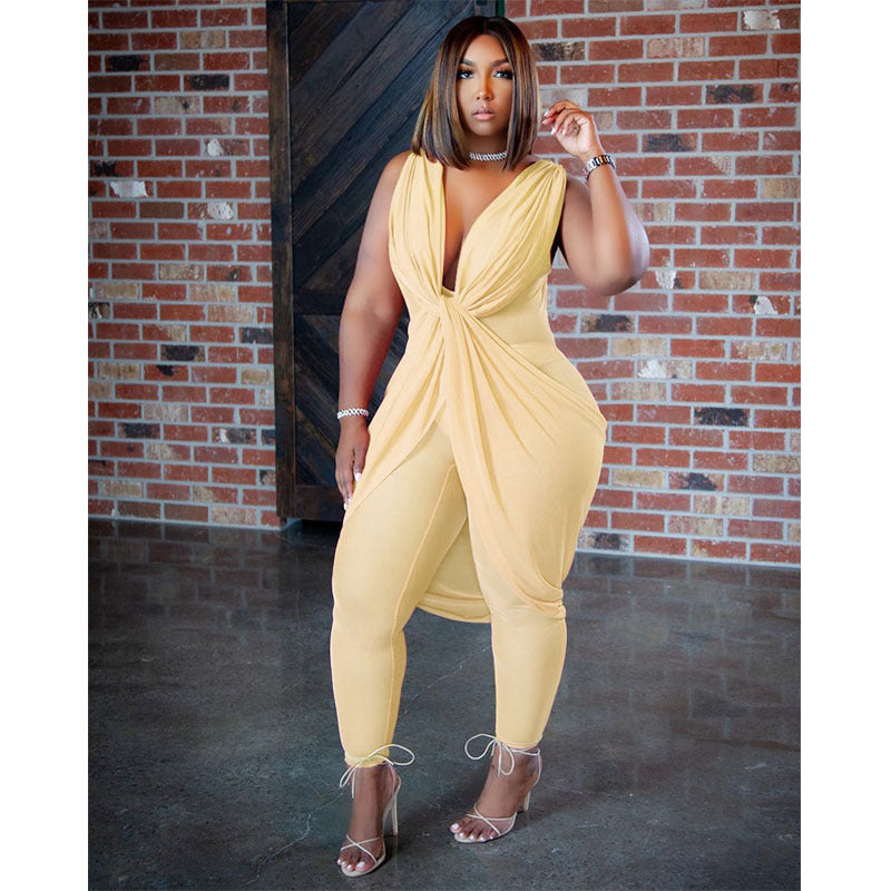Large Size Women'S Fashion Milk Silk Commuter Jumpsuit