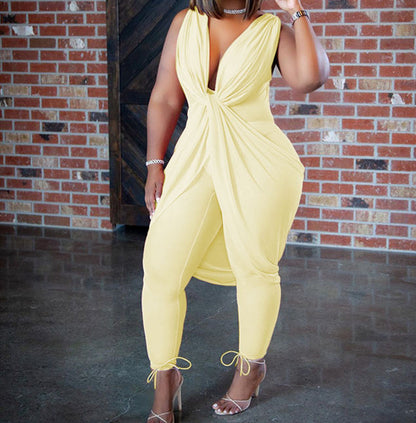 Large Size Women'S Fashion Milk Silk Commuter Jumpsuit