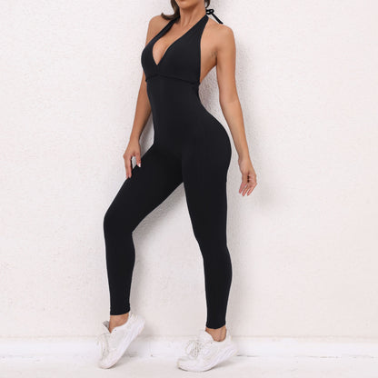 Women'S Backless Tie Quick-Drying Tight Breathable Jumpsuit