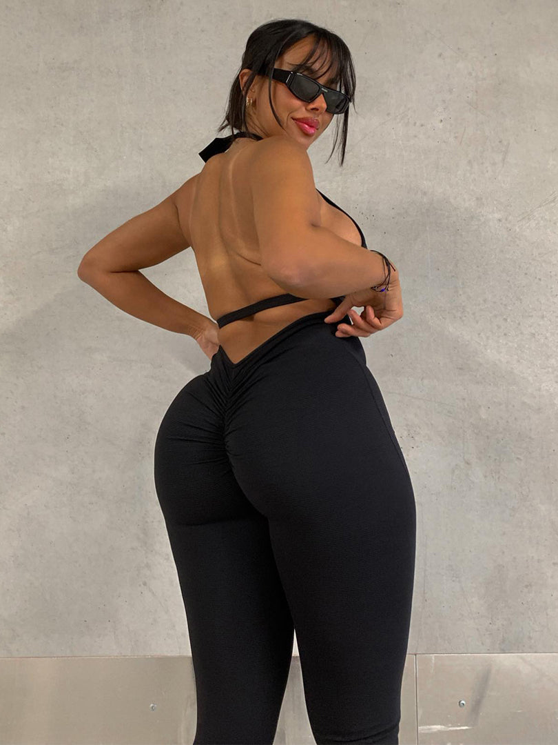 Women'S Backless Tie Quick-Drying Tight Breathable Jumpsuit